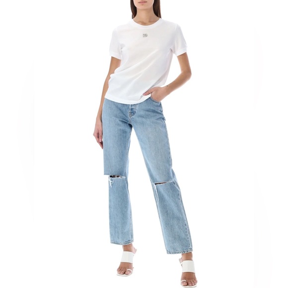 BNWT! Dolce & Gabbana Jersey T-shirt With Crystal Embellished Iconic Logo - Picture 4 of 10